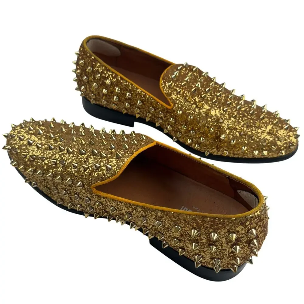 Erphpre Paul Paris Gold Studded Loafer Shoes Men's 44 Sz 11 Spikes Party Holiday